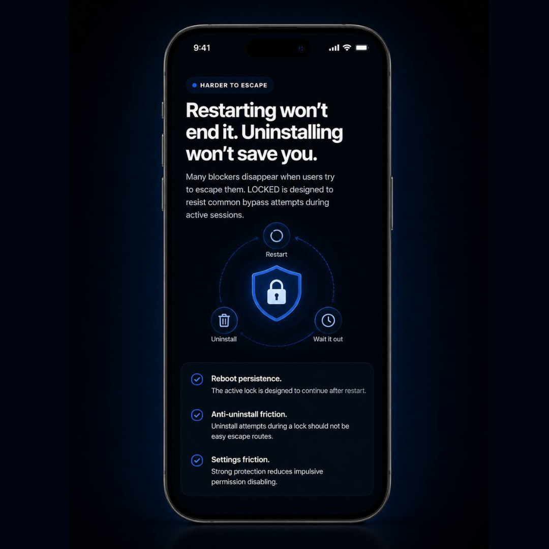 LOCKED survives phone restart and restores active lock